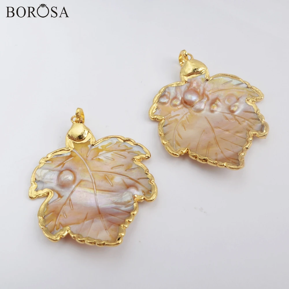 BOROSA 5/10 шт. Золотое ручное резьбовое ожерелье в виде листьев из натуральной