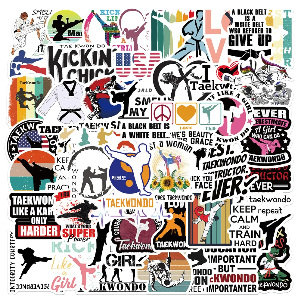 

50pcs Taekwondo Kung Fu Stickers For Notebooks Stationery Scrapbooking Material Kscraft Laptop Computer Sticker Craft Supplies