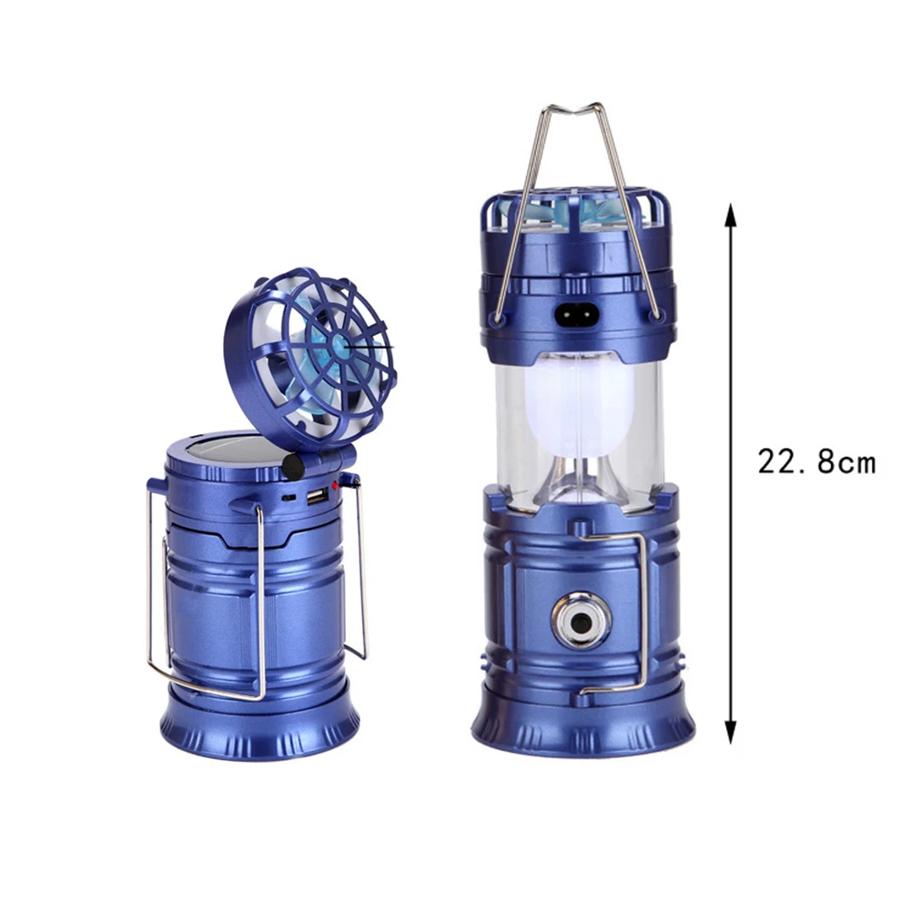 

LED Camping Lantern Super Bright Portable Outdoor Lanterns Solar Powered Camping Emergency Lights with Fan Flashlight Tent light