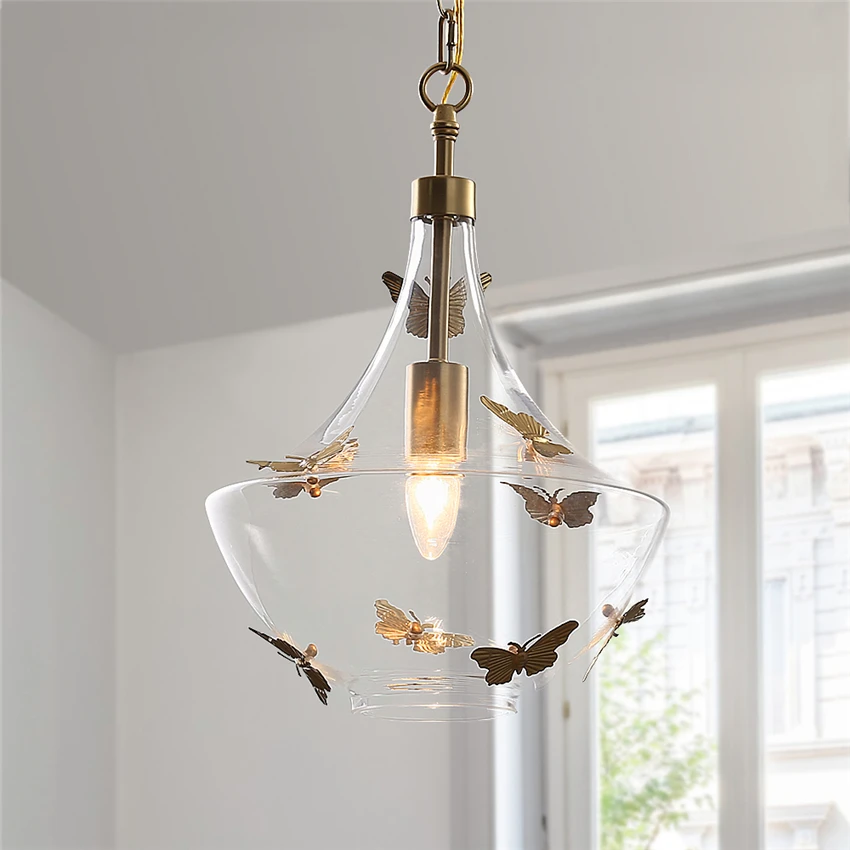 

Modern Light Luxury Butterfly Glass Pendant Lights Bedroom Bedside Hanging Lamp Clothing Store Bar Restaurant Aisle Pendant Lamp