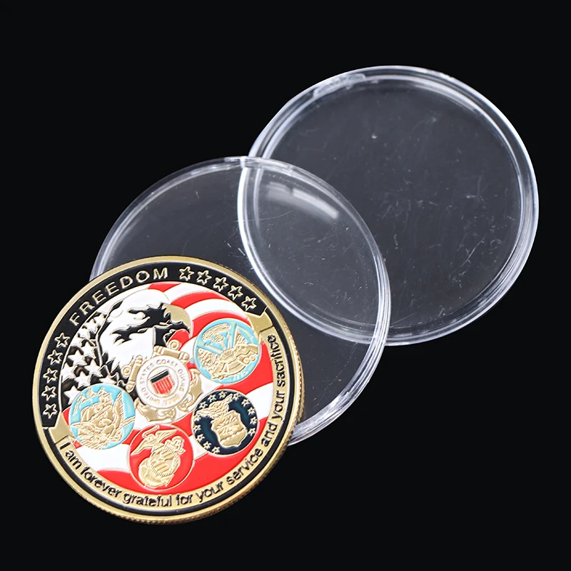 

1Pc USA Navy USAF USMC Coast Guard American Free Eagle Totem Coin Collection