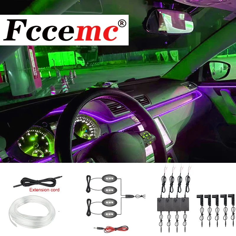 

Атмосферный автомобильный светильник RGB, светодиодсветодиодный украшение салона, волоконная полоса освесветильник s с управлением через п...