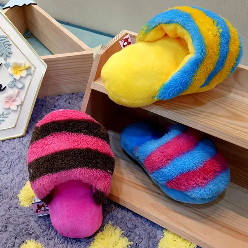 

Mini shoes Funny Puzzle Pet Colorful Striped Pattern Slipper Molar Plush Molar Voice Anti-bite Dog Toys Play Supplies Products