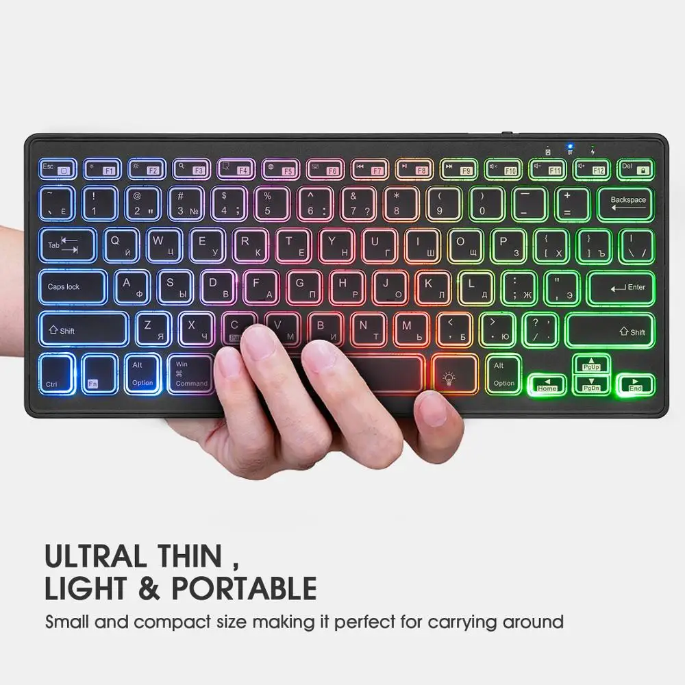Múltipla sem Fio Recarregável para Ios Android e Macbook Led com Bateria Bluetooth Teclado Retroiluminado Rii 4.0 Cor