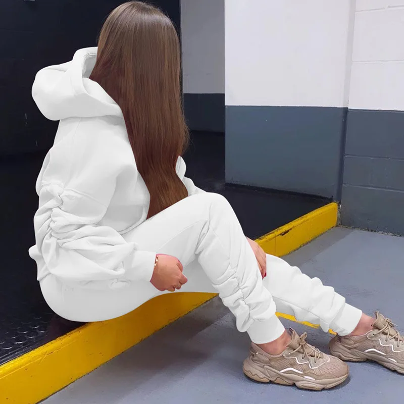 

2021NEW Sweatshirts autumn Women's Solid Hooded Female Cotton Thicken Warm Hoodies Lady Autumn Fashion Tops