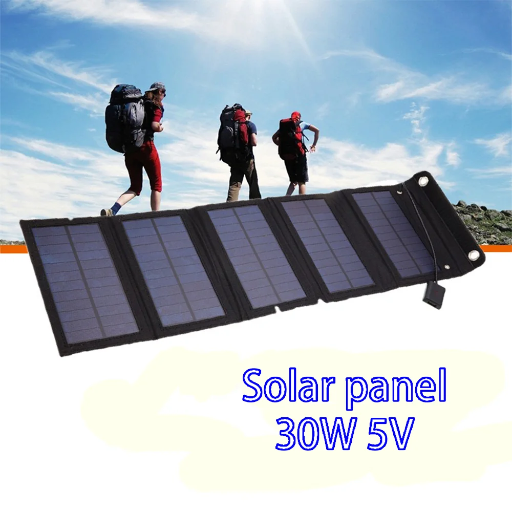 Paneles solares fotovoltaicos de 30W, sistema de carga USB, batería V 5V, Flexible y plegable batería portátil, energía Solar, juego de Camping
