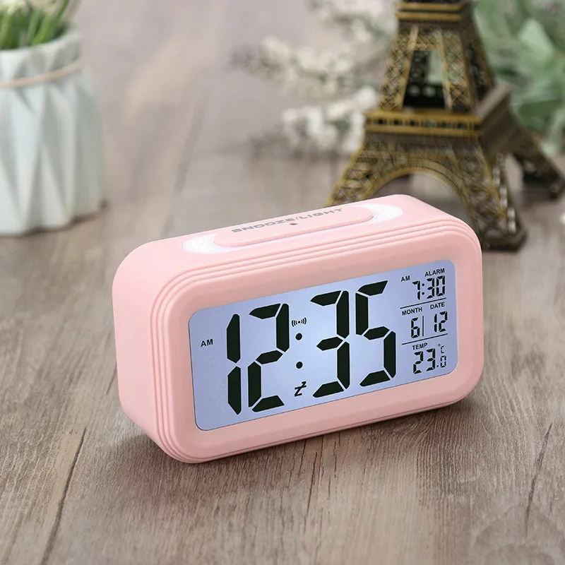 

Hot New Digital Alarm Clocks Intelligent Optional Weekday Alarm Noctilucent Snooze Function Month Date LED Screen Alarm Clocks