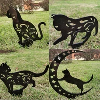 1pc manor lawn cat figure ground art outdoor kitten peg 2d acrylic statue insert decor for yard decor gift 7 styles