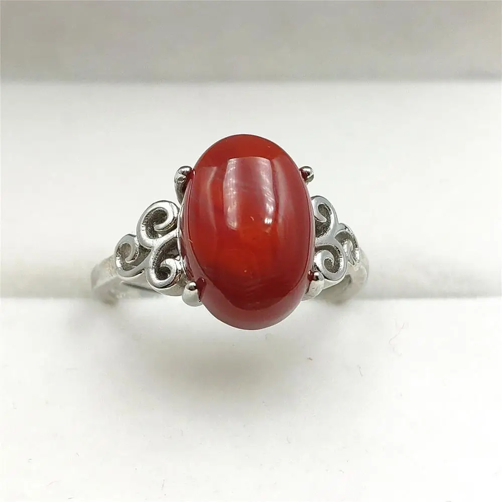 Подлинное натуральное Южно-красное агатное кольцо для женщин из стерлингового