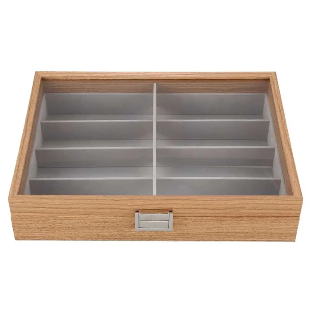 Goedkoop Lenzenvloeistof Sunglass Opbergdoos 8 Slot Houten Glazen Display Case Organizer Display Glazen Sieraden Houder Collectie