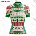 Осенняя велосипедная женская футболка HIRBGOD из полиэстера с коротким рукавом и рождественской елкой