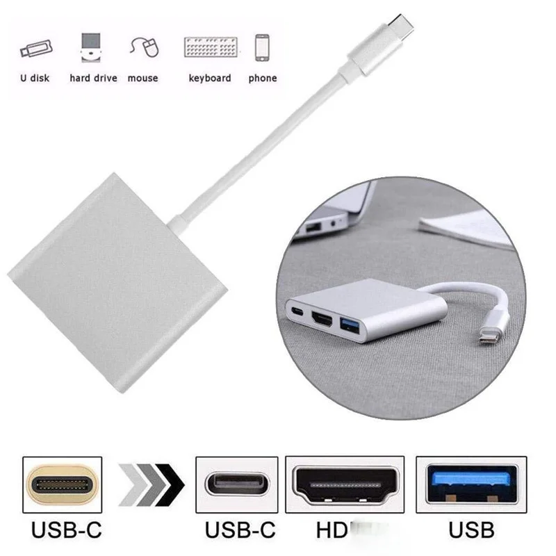 Basix USB C концентратор к HDMI адаптер Тип usb Hdmi 4 K 3 0 Порты и разъёмы с Мощность доставки