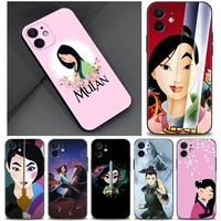 cartoon mulan princess silicone case coque for apple iphone 11 12 13 pro max 5g 11 pro 12 mini cover bags housing