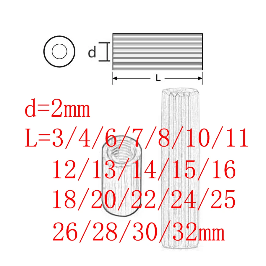 20 шт M2 * L латунный круглый наконечник промежуточной Распорки мама резьбовой