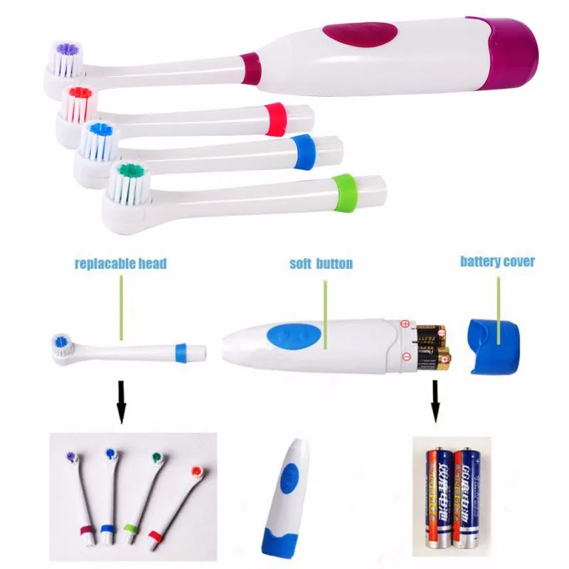 

2PCs Electric Toothbrush Heads 2 Soft Bristles Neutral Package Best Rotation Type Electric Tooth Brush Head random color