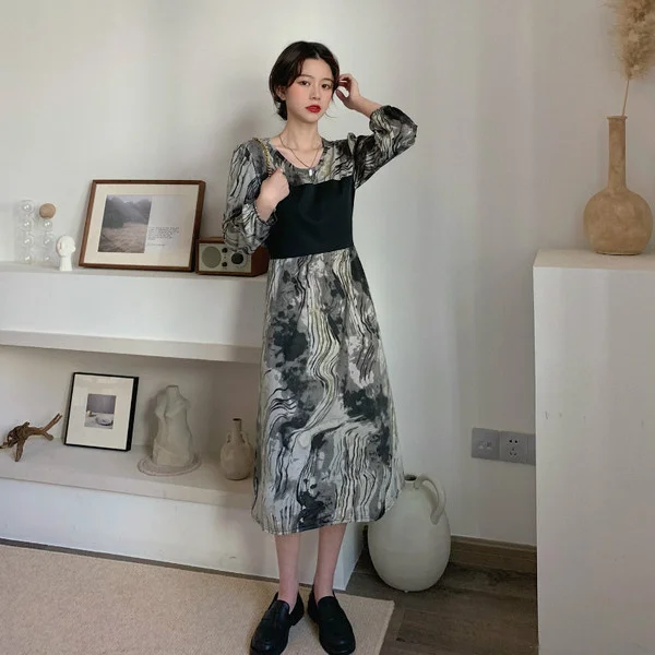 Новый Ретро пэчворк брызги Jum из двух частей | Женская одежда