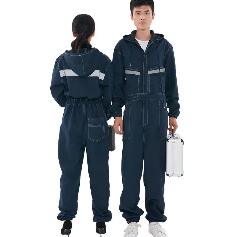 

Denim Men's Overalls Bib Reflective Work Clothing Women Coveralls Jumpsuits for Welding Car Repair Security Protection Workwear