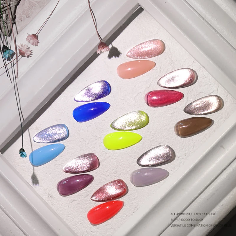 

Newest Design Shining Manicure 9D Magnetic Soak Off Gel Nails Polish Glitter Magnet Cat Eye UV/LED Nail Art Gel Lacquer Varnish