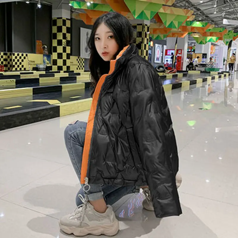 

Down Cotton Jacket Women Coats Loose Thick Winter 2020 New Solid Glossy Fashion Outerwear Warm Short Jackets Female Parka DH22