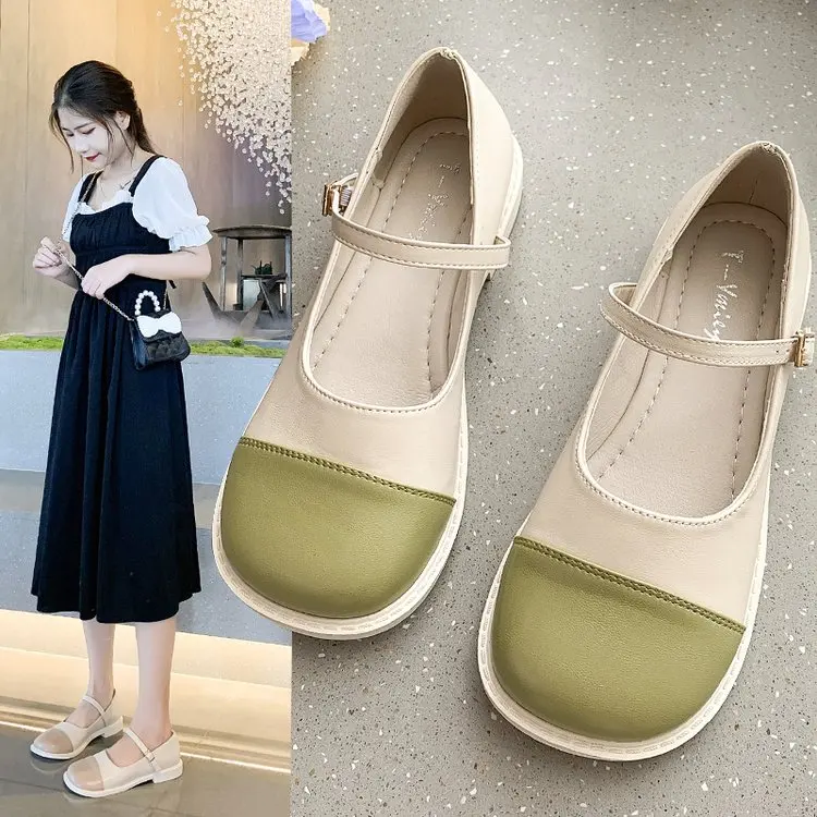 

2021 New Autumn PU Leather Retro Mary Jane Flats Shoes Women Platform Oxford Women Shallow Shoes Designer Casual Mules Sandals