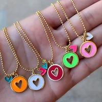 5pcs new enamel heart necklace for women ladies pendant necklaces cz star gold soda cap charm jewelry accessories