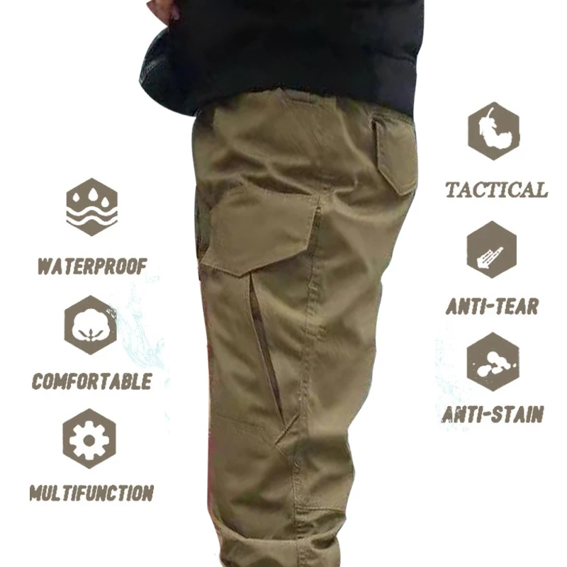 

Брюки-карго мужские тактические, армейские штаны в стиле милитари, Стрейчевые эластичные повседневные брюки из хлопка, с несколькими карма...