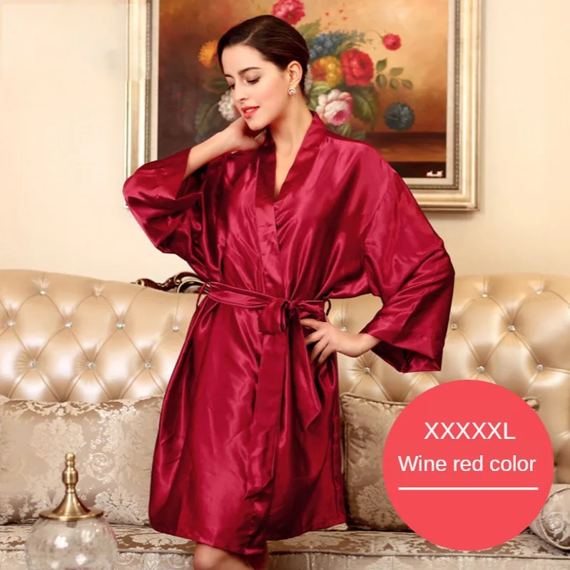 Женский халат женский длинный черный летний Атласный для отдыха Женская