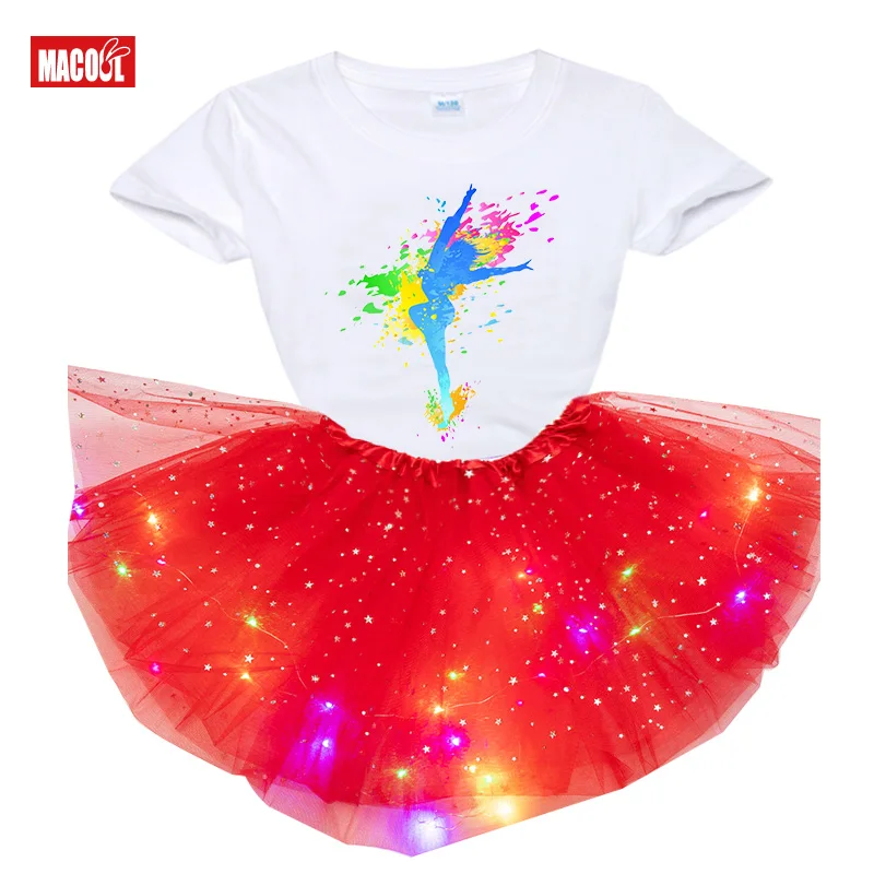 

Girl Dresses for Girls Tutu Princess Party Dresses with LED Lights Flower Birthday Party Cosplay Costume Summer Girls Clothing