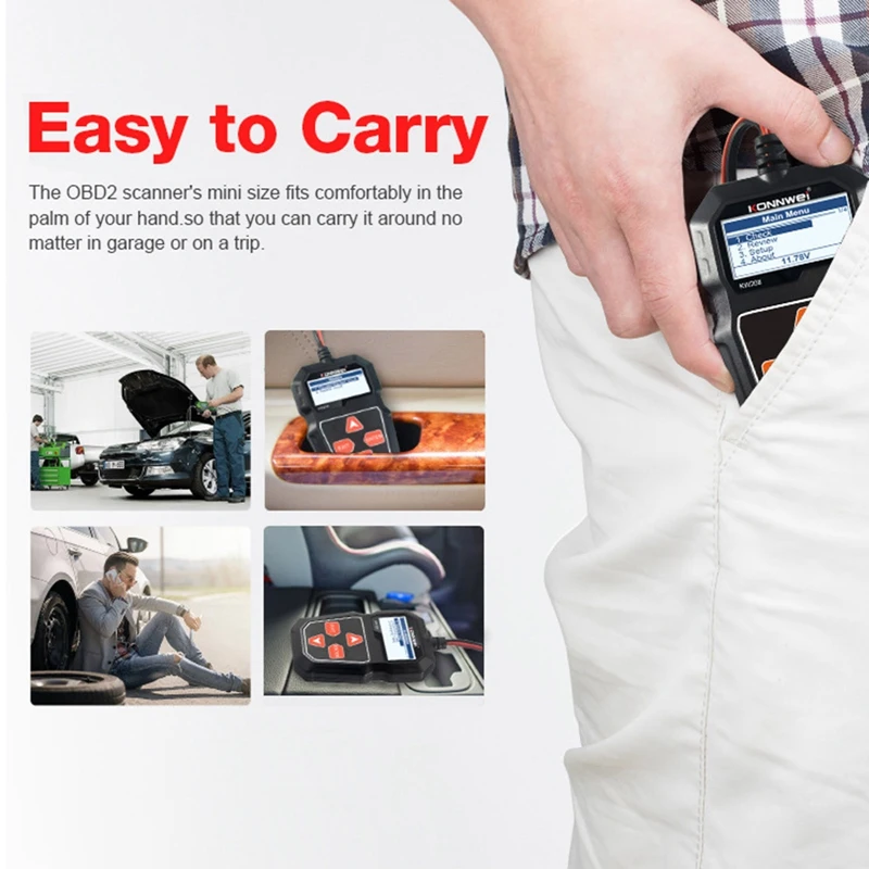 

KW208 12V Car Battery Tester 100 to 2000CCA Digital Automotive Diagnostic Car Battery Analyzer Cranking Charging Scanner Tool