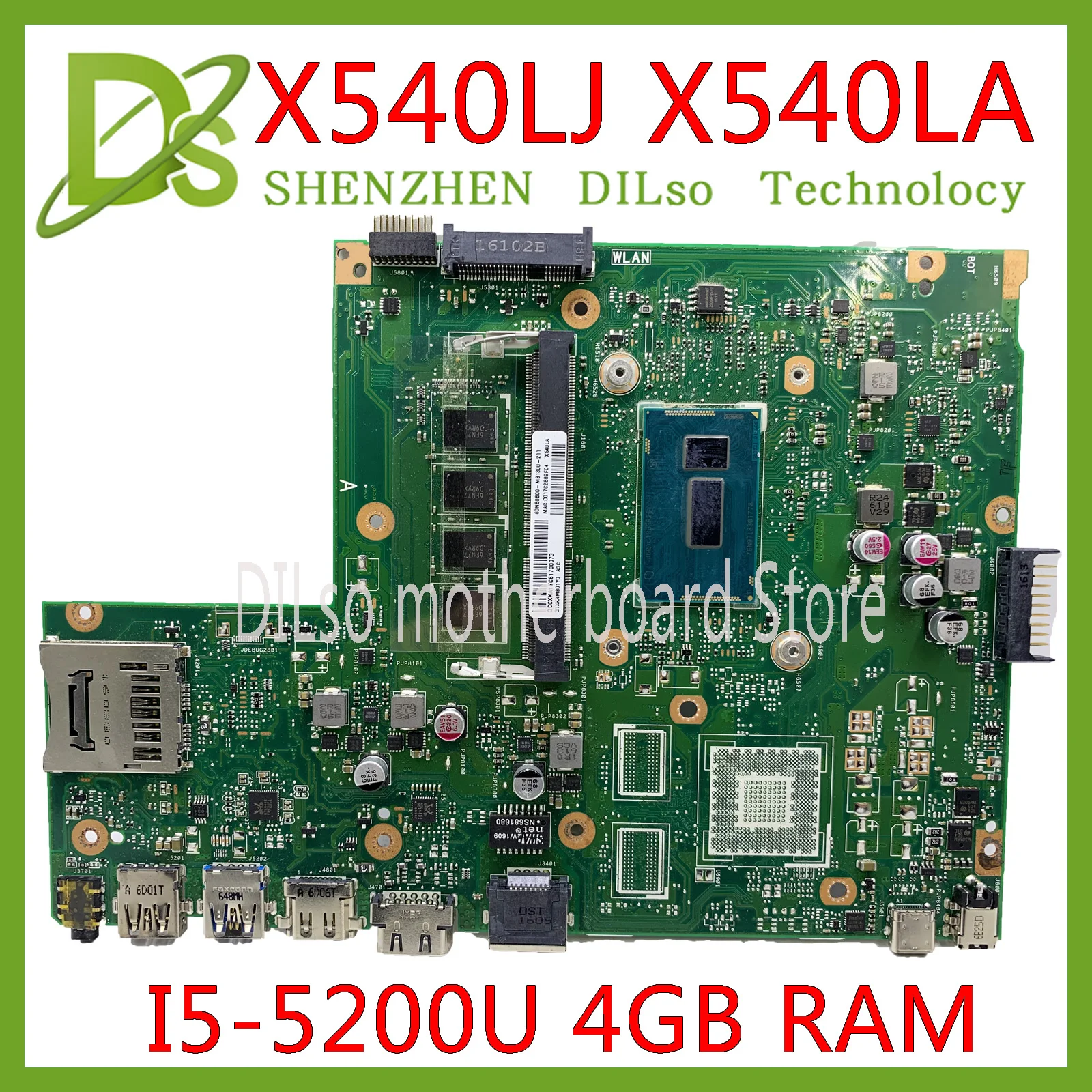 KEFU X540LA для ASUS X540L F540LA X540LJ, материнская плата для ноутбука, 4 Гб ОЗУ, I5-5200U версии 2,1, тест перед отправкой, работа