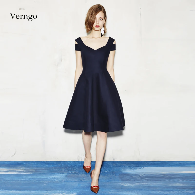 Verngo маленькое черное платье Короткое атласное вечернее формальное элегантное