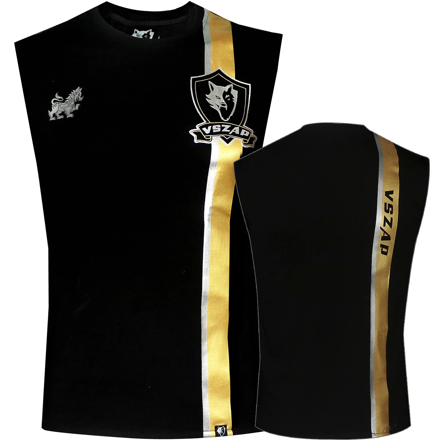 

Vszap Taiquan boxing boxing MMA sleeveless cotton vest men's training gilded Wulin style fitness training suit