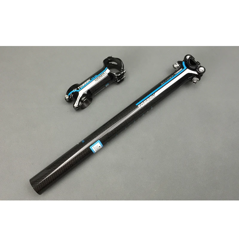 TOSEEK углеродное волокно руль для велосипеда комплекты руля плоского подъема +