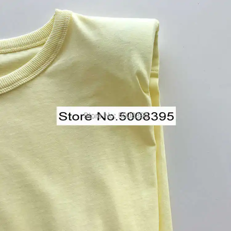 

Yellow Cotton Sleeveless Cotton Muscle Tshirt Round Neck Shoulder pad tops tees New FASHION T-shirts