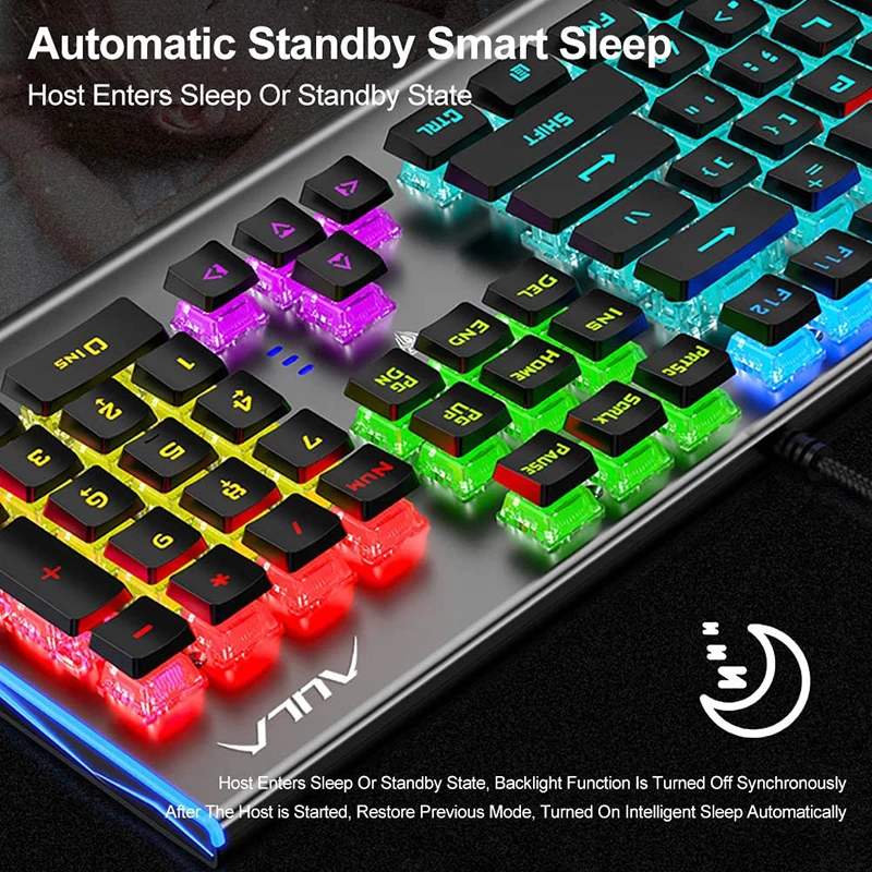 AULA F2099 Mechanical Keyboard RGB Wired USB 104 Keys Gaming Crystal Shaft Desktop Laptop Game | Компьютеры и офис