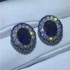 серьги 2022 тренд серьги гвоздики серьги  Роскошные женские серьги с бриллиантами круглые сапфировые Кристаллы из серебра 925 пробы Серьги для обучения на День матери подарок ювелирные изделия Y2K аксессуары серьги