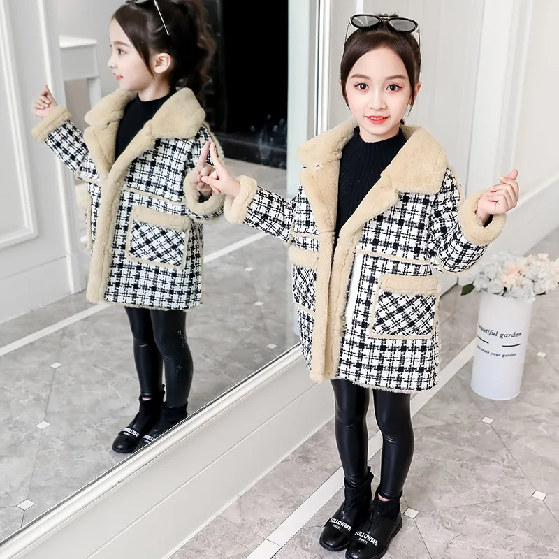Куртка из искусственного меха для больших девочек детское шерстяное пальто