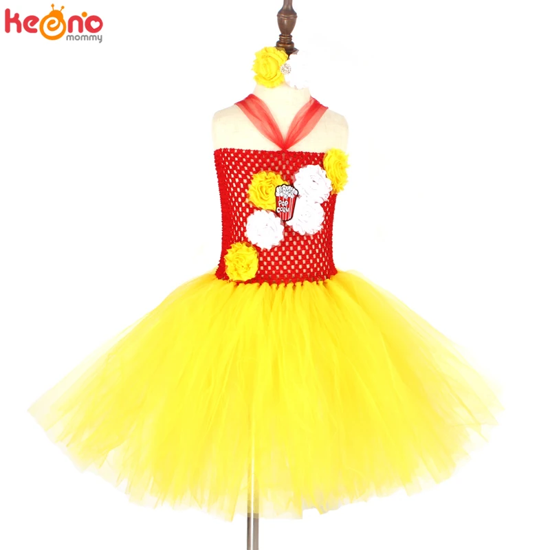 Платье-пачка для девочек в стиле попкорна Детские карнавальные вечерние костюмы