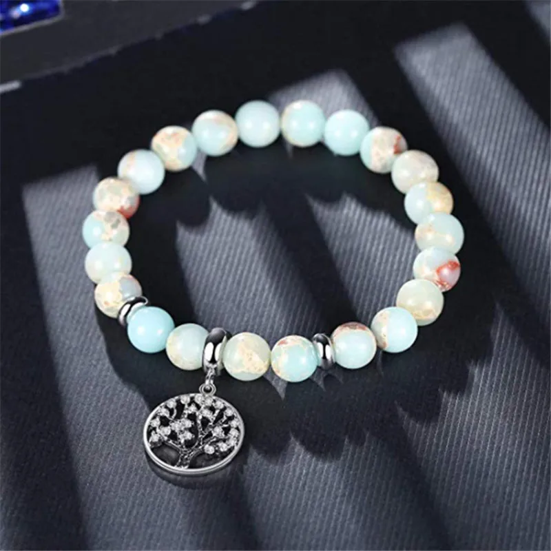 Браслет с кристаллами и бусинами в виде дерева жизни для женщин мужчин лечебный