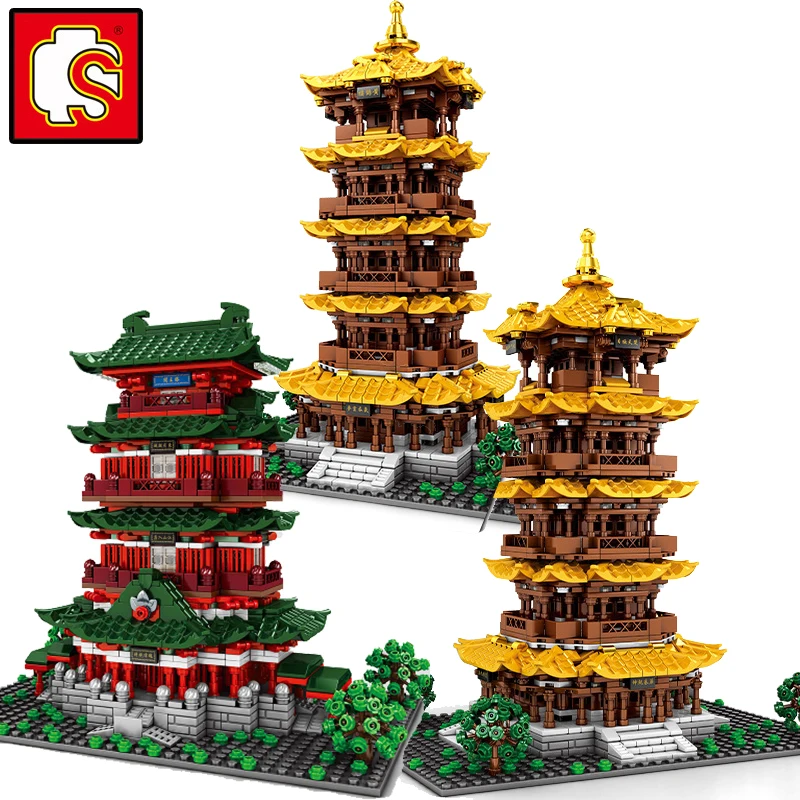 Строительные блоки Sembo в стиле китайской архитектуры наборы для строительства