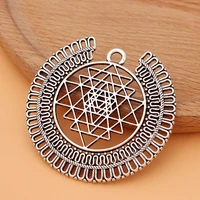 10pcslot tibetan silver large hollow sri yantra meditation charms pendants for necklace jewelry making accessories