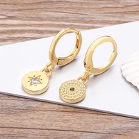 top quality luxury minimalist bohemian round shape drop earrings for women punk rock hoop zircon earrings jewelry accessories
