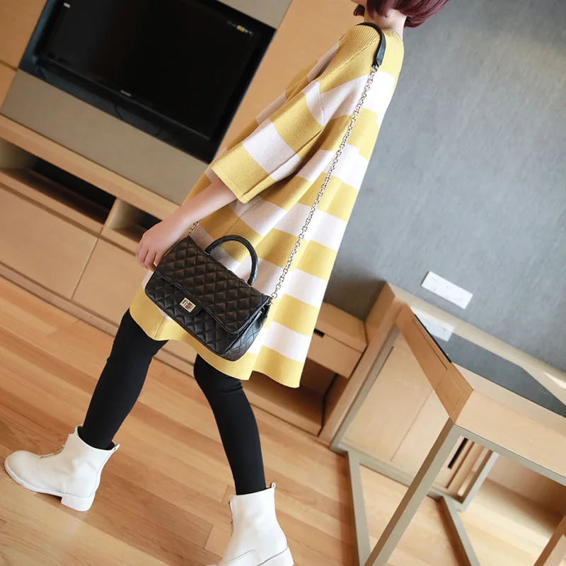 

Autumn and winter large size striped sweater dress 2019 new women's fashion loose lazy wind long section pullover sweater