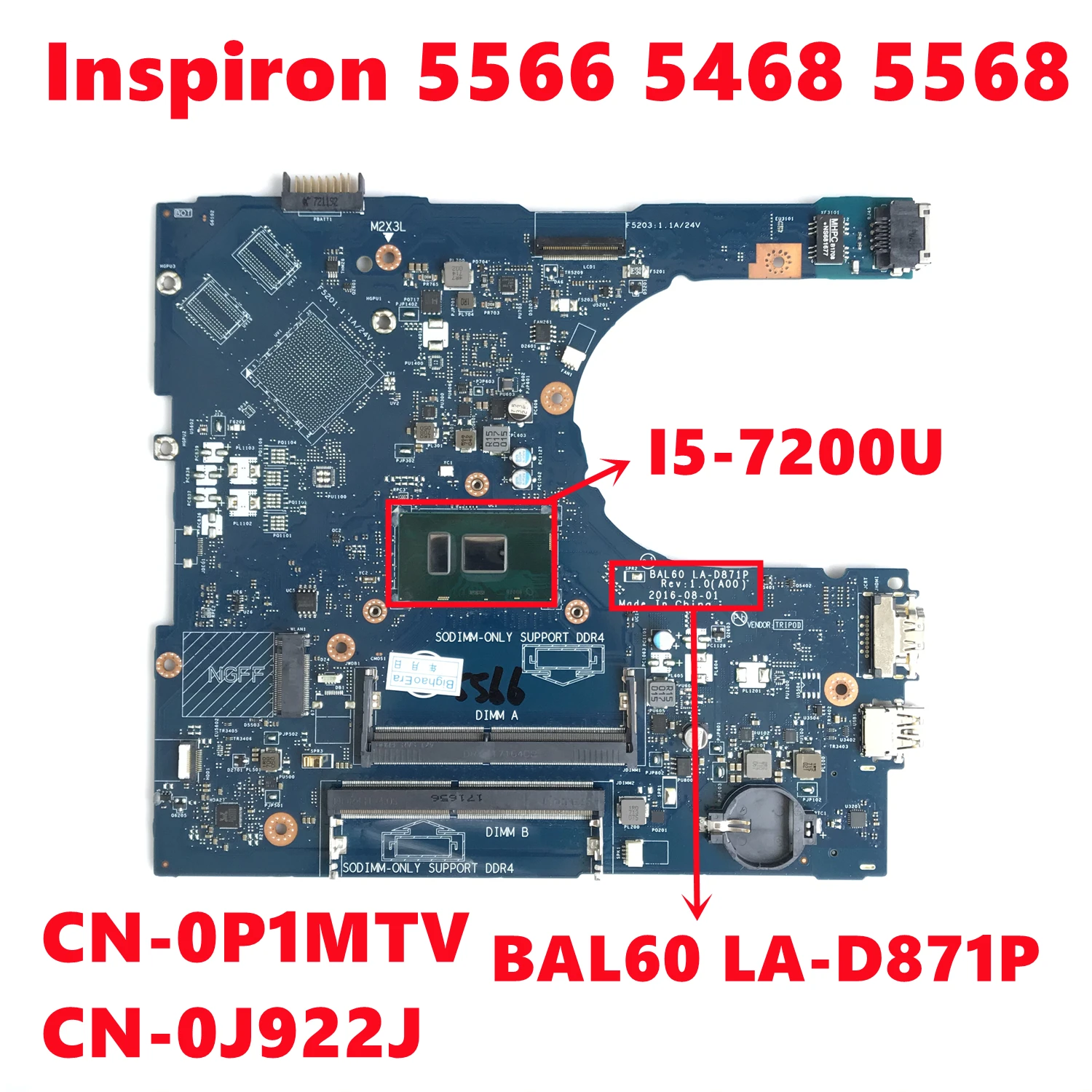 Материнская плата для ноутбука dell Inspiron 5566 5468 5568 100% | Компьютеры и офис