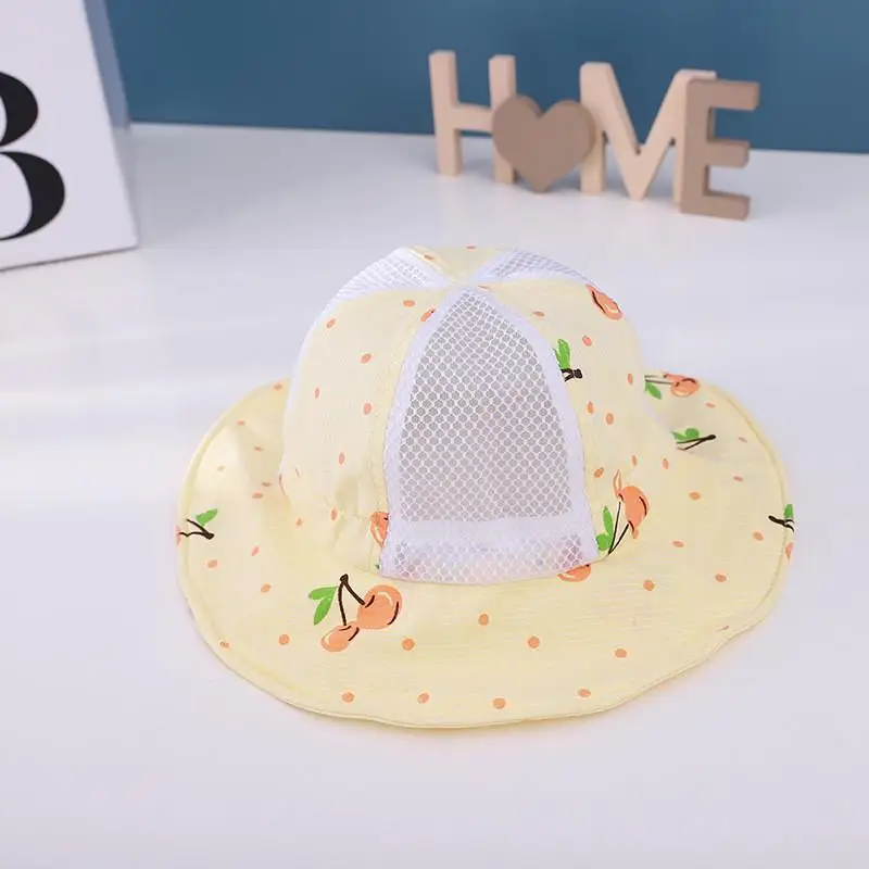 

Summer Cherry Print Mesh Cotton Bucket Hat Fisherman Hat Outdoor Travel Hat Sun Cap Hats for Child Boy and Girl 44