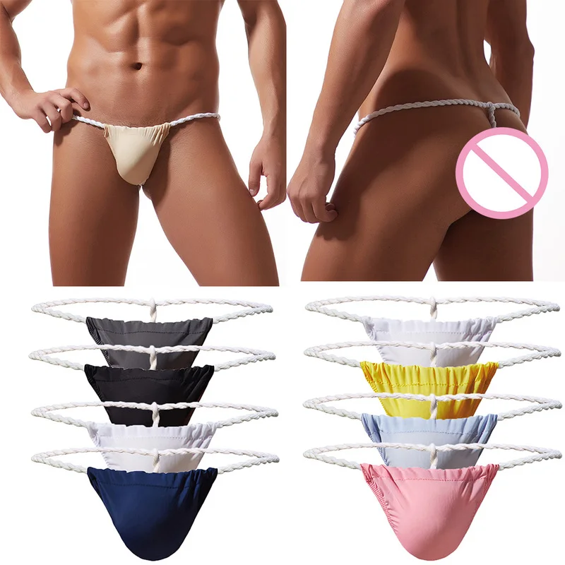 Сексуальные мужские стринги Jockstrap Cueca ледяной шелк прозрачные трусики Sumo