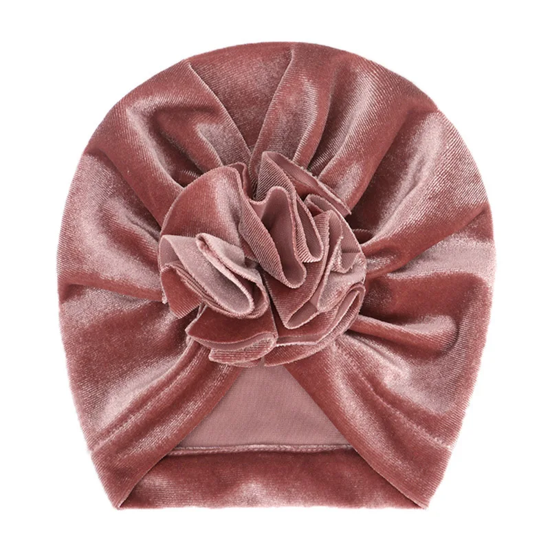 dark pink Золотистая бархатная детская шапка, осенне-зимняя шапка для маленьких девочек, детская шапка для маленьких девочек, Шапка-бини для маленьких девочек - Цвет: dark pink