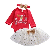 uk 3pcs newborn baby girl my 1st christmas xmas romper stars tulle bow tutu dress headand party outfits clothes set costume