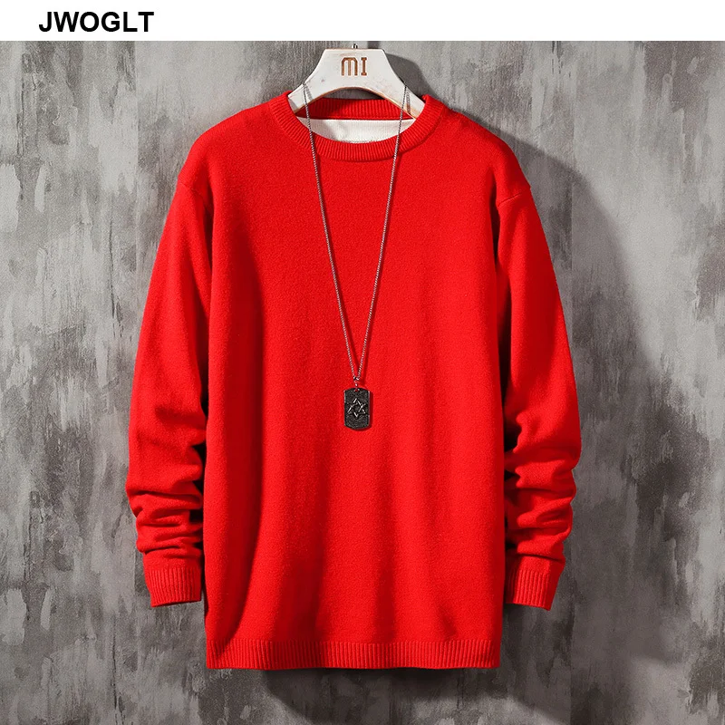 Корейский Модный повседневный черный красный белый мужской свитер приталенный