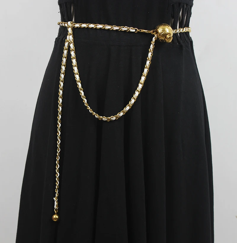 Женский модельный Кушак из искусственной кожи с металлической цепочкой женское